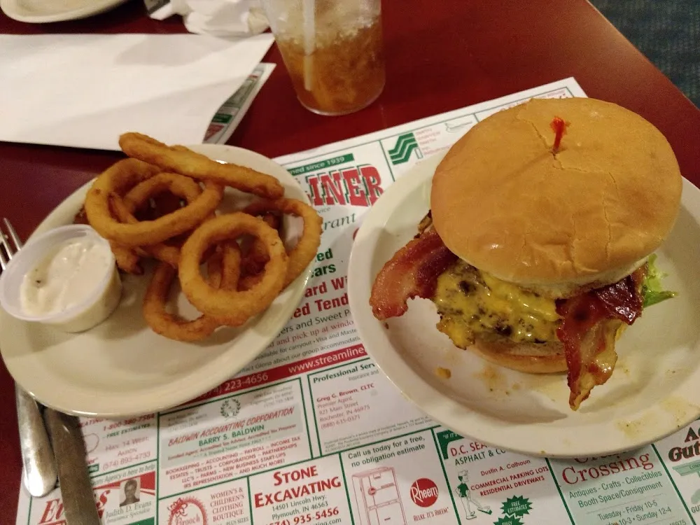 Double Bacon Cheeseburger with Onion Rings